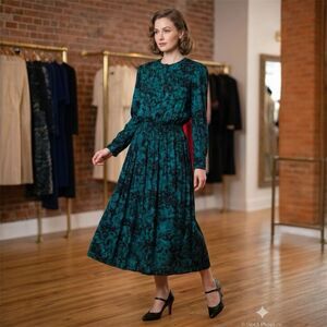 VIRGO II Dress Womens Sz 12 Shoulder Pads Flowy Whimsy dark romantic Vintage Y2K